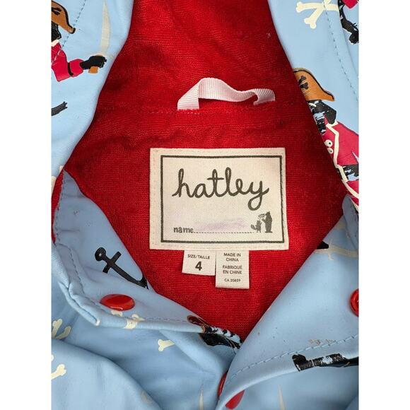 Argh! Pirate Dogs Hatley Size 4 Light Blue Raincoat Lined With Terry Good Cond. - Picture 2 of 4